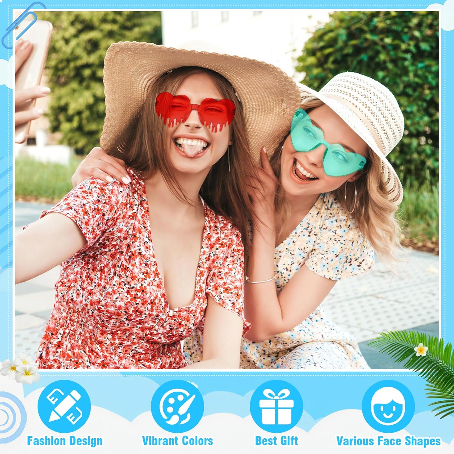 Pibupibu 24 Mixed-Rimless Party Sunglasses Perfect for Fun Fashion