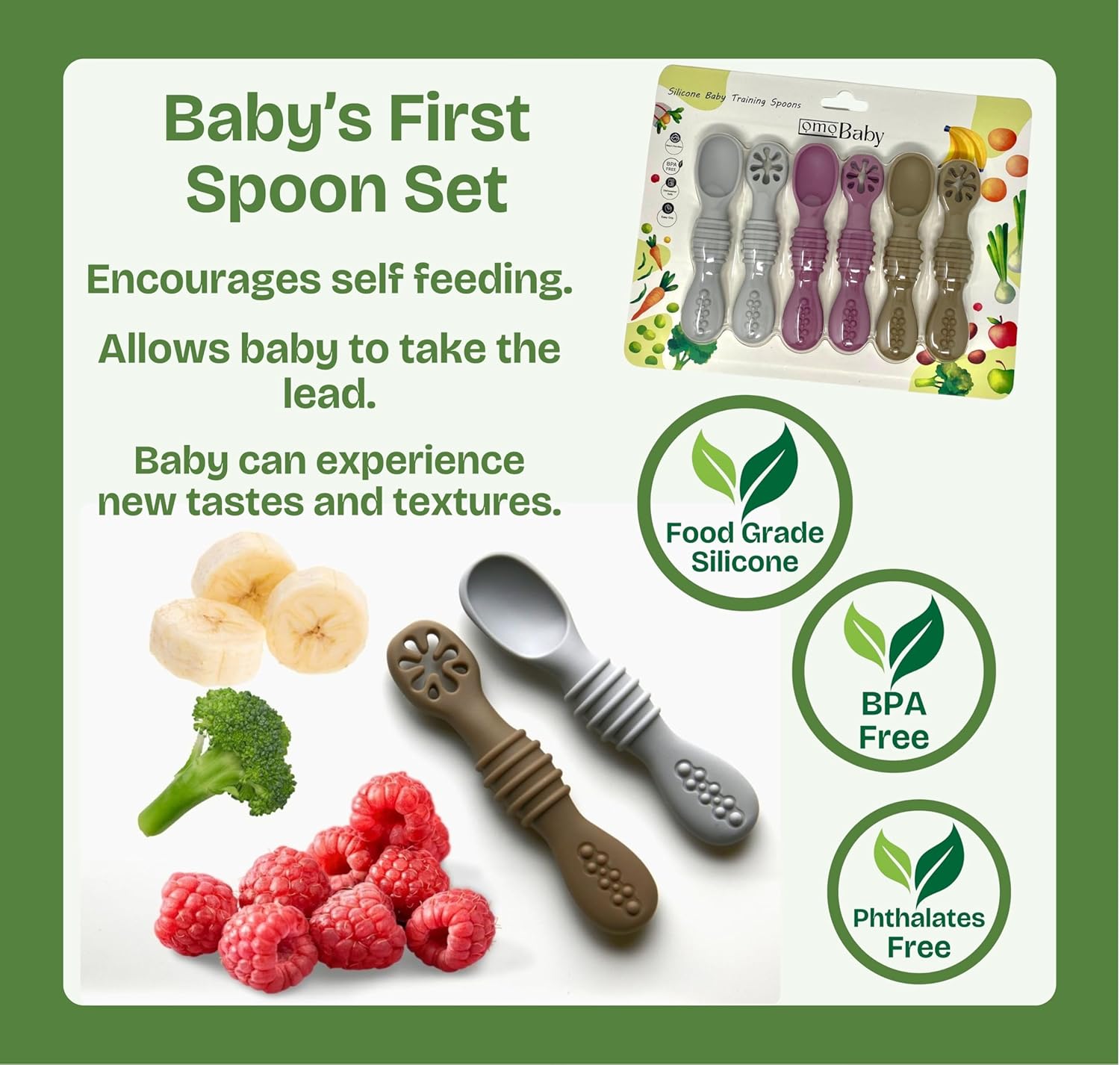 6 Pack Baby Led Weaning Silicone Folding Baby Spoon Set Purple