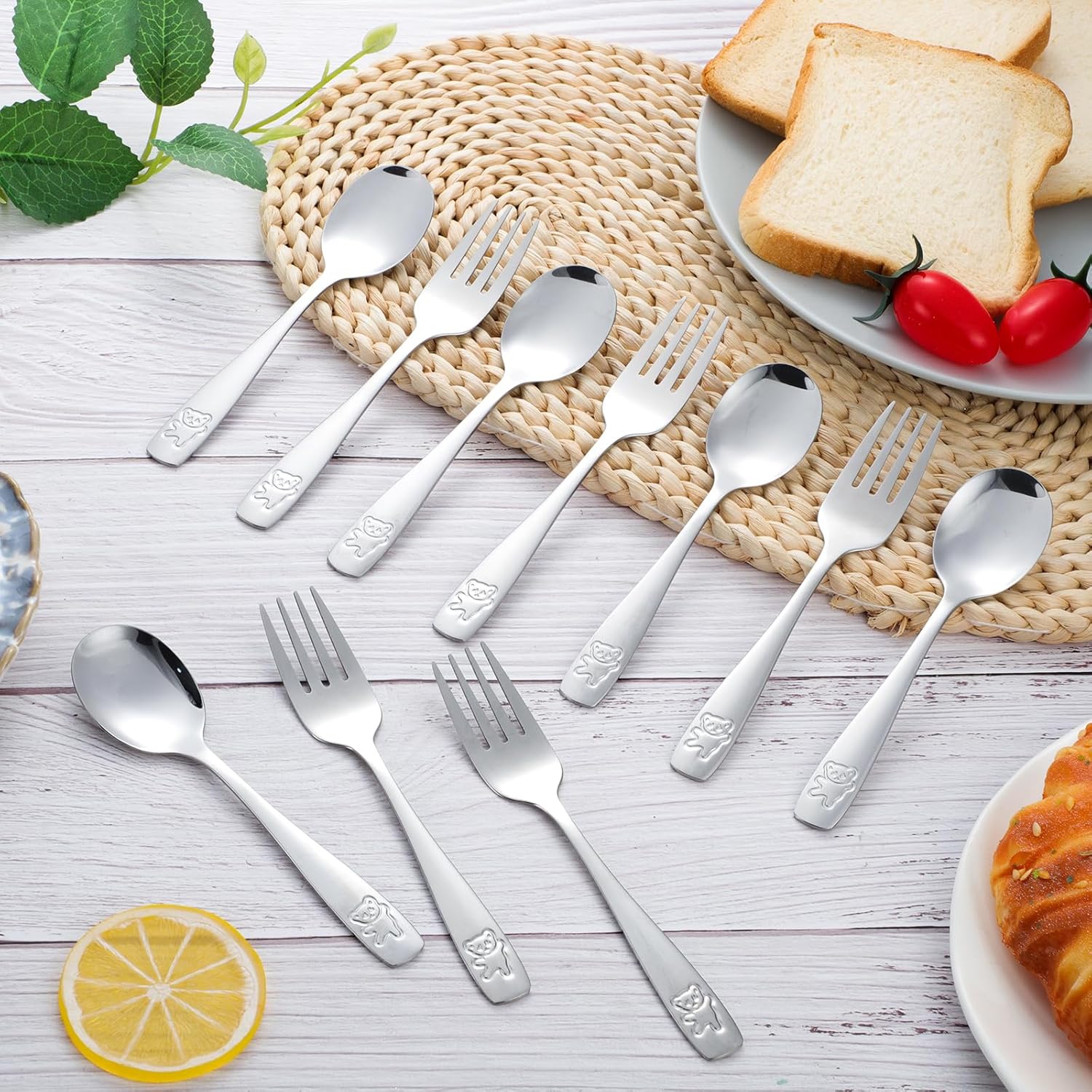Pimoys Kids Stainless Steel Flatware Set for Safe Easy Use