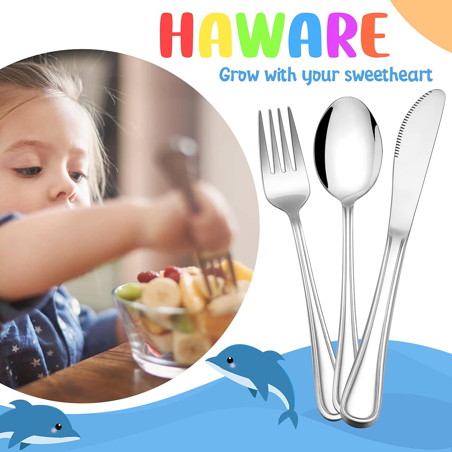 HaWare 12-Piece Kids Flatware Set for Toddlers