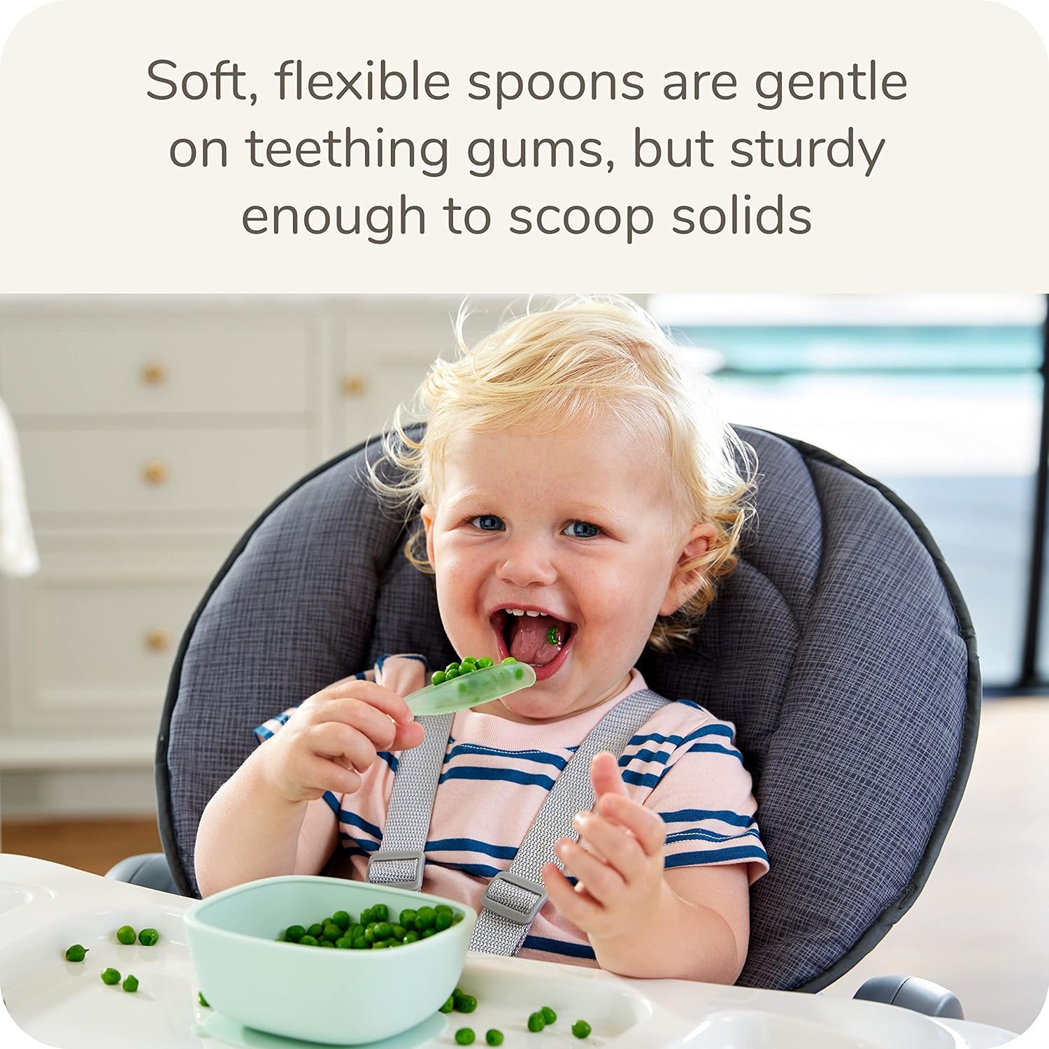 NUK Pretensi 70141 3-Pack Soft Baby Spoon Sturdy for Sips Snacks