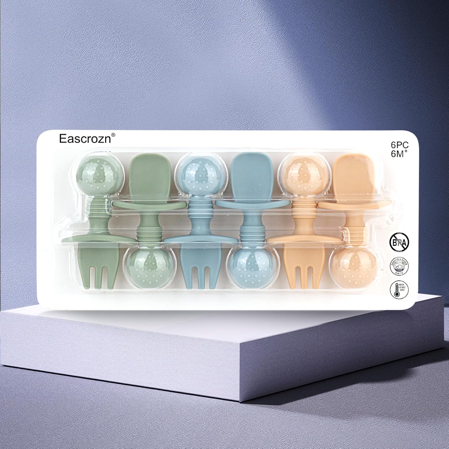 Baby Essentials 6-Piece Silicone Spoons Forks for Toddler Weaning