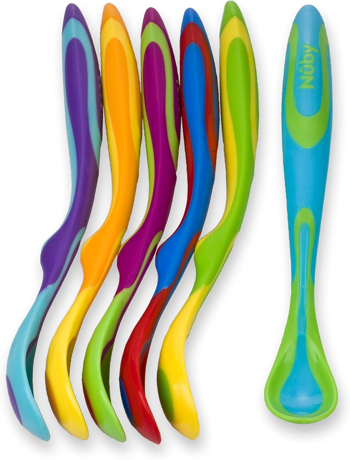 Nuby 6 Piece Fun Feeding Spoons - Safe Durable and Fun for Babies