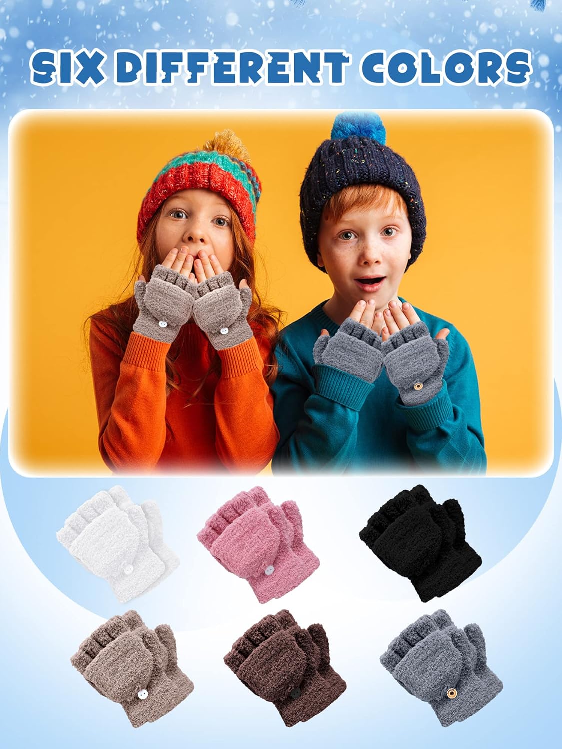 6 Kids Winter Mitten Gloves