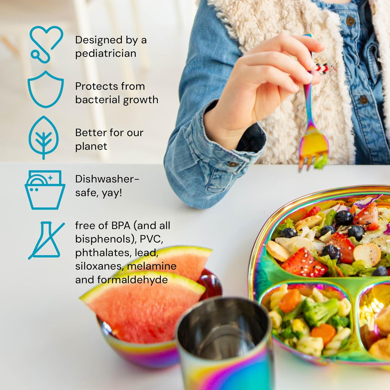 Ahimsa Kids and Toddler Plate and Bowl Set Mindful Mealtime