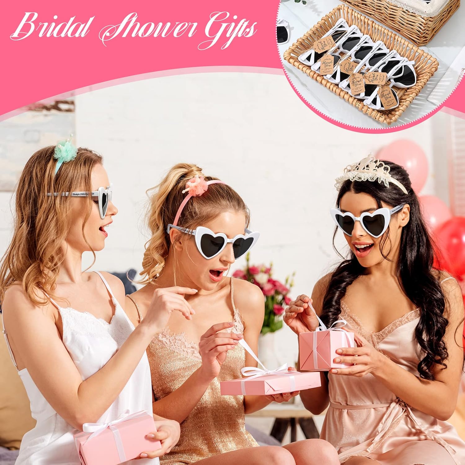 Vabean Heart-Shaped Wedding Sunglasses Bunch of 50 for Bachelorette Party
