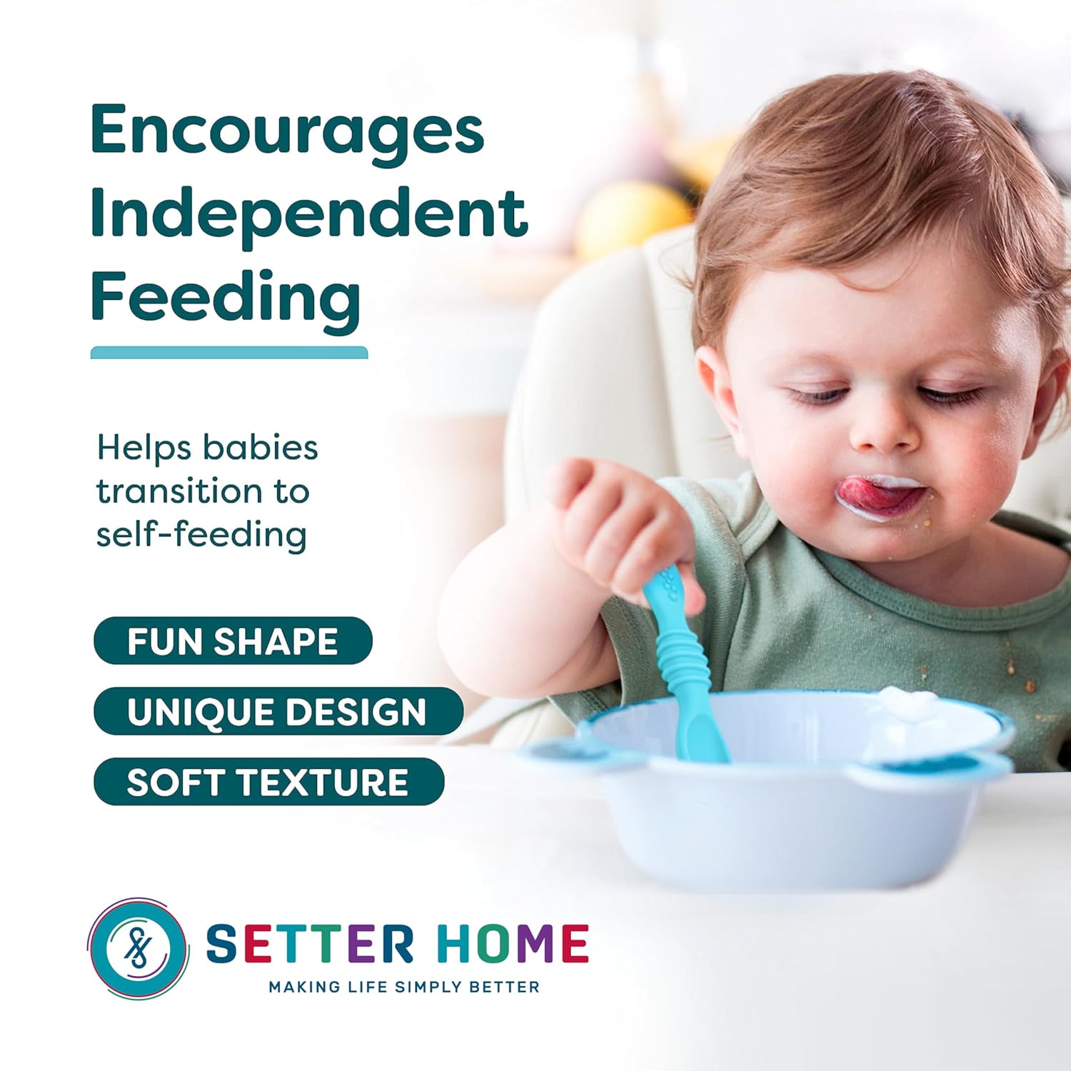 6-Pack Silicone Baby Spoons Self-Feeding Training Spoons for Infants Toddler