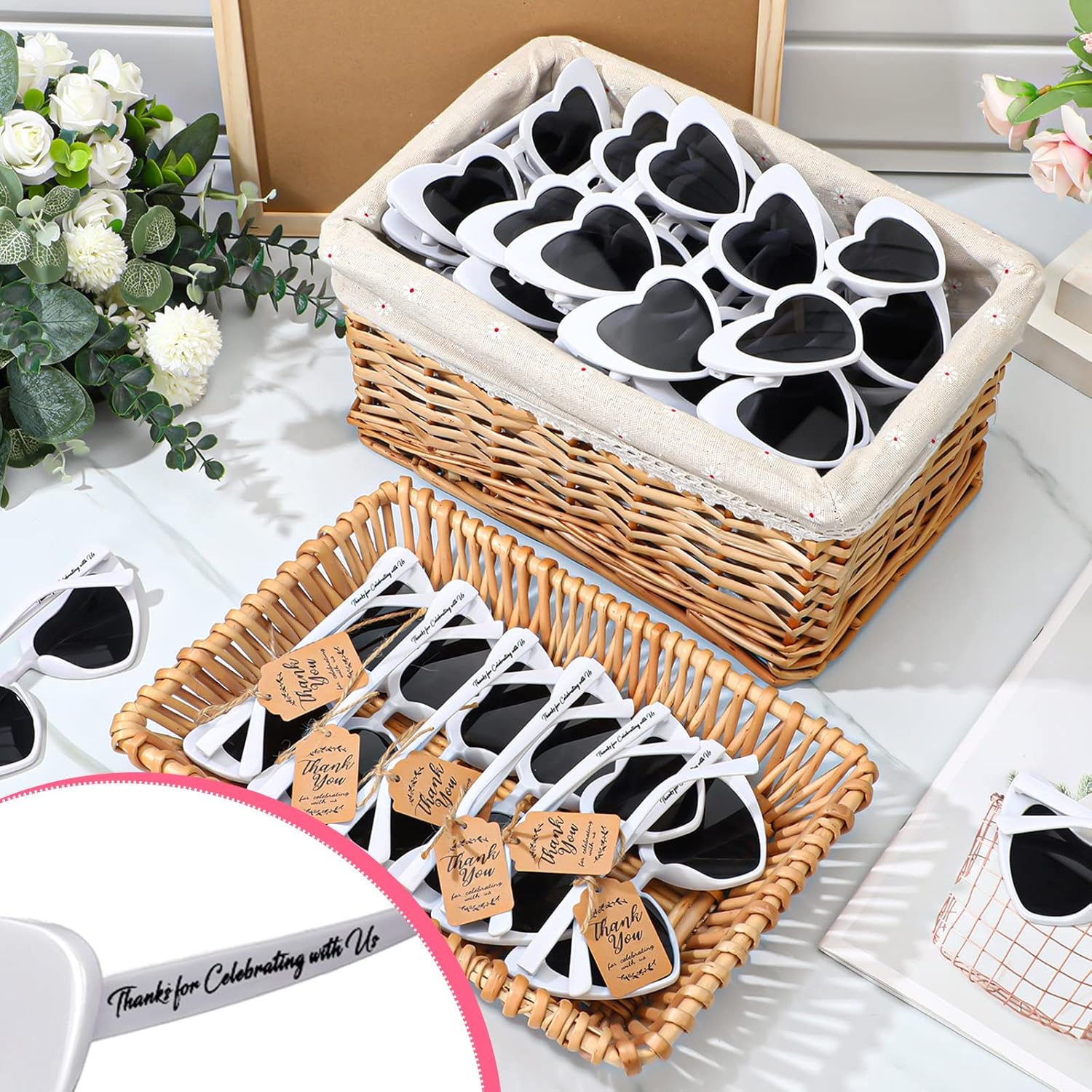 Vabean Heart-Shaped Wedding Sunglasses Bunch of 50 for Bachelorette Party