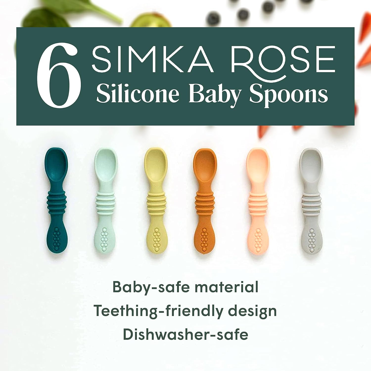 Simka Rose Silicone Baby Spoons Self-Feeding Gums- friendly dishwasher microwave safe