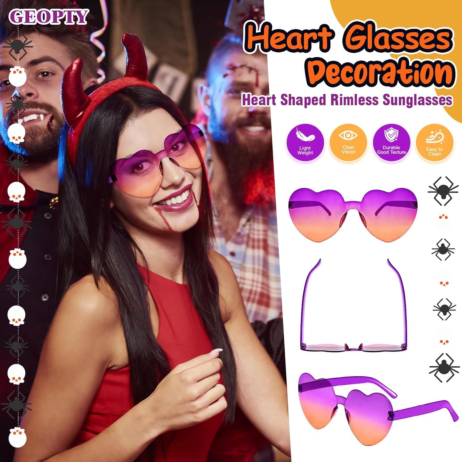 14 Pack Heart Sunglasses for Women - Halloween Party Decorations