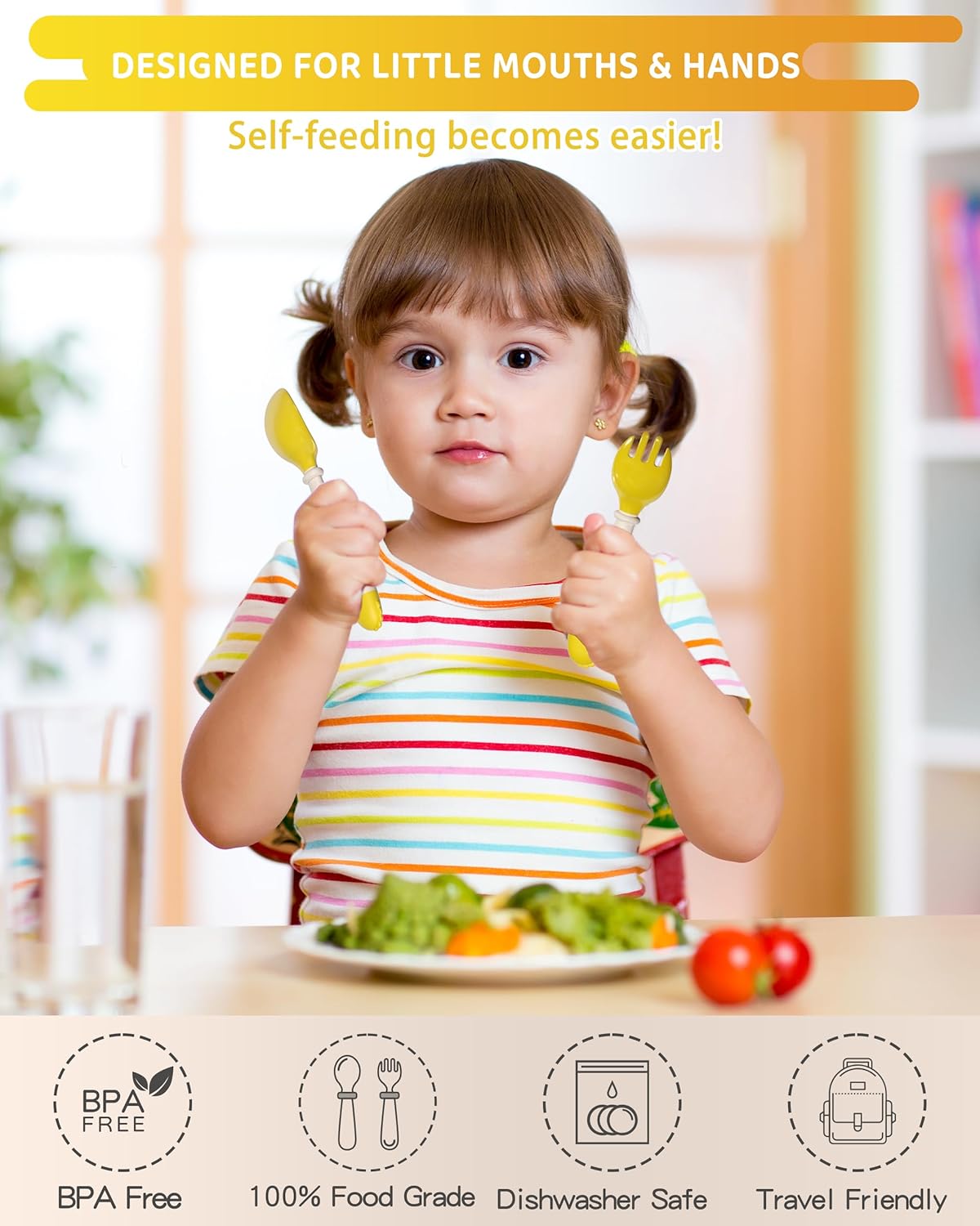 Deejoy Toddler Utensils Set with Travel Safe Case