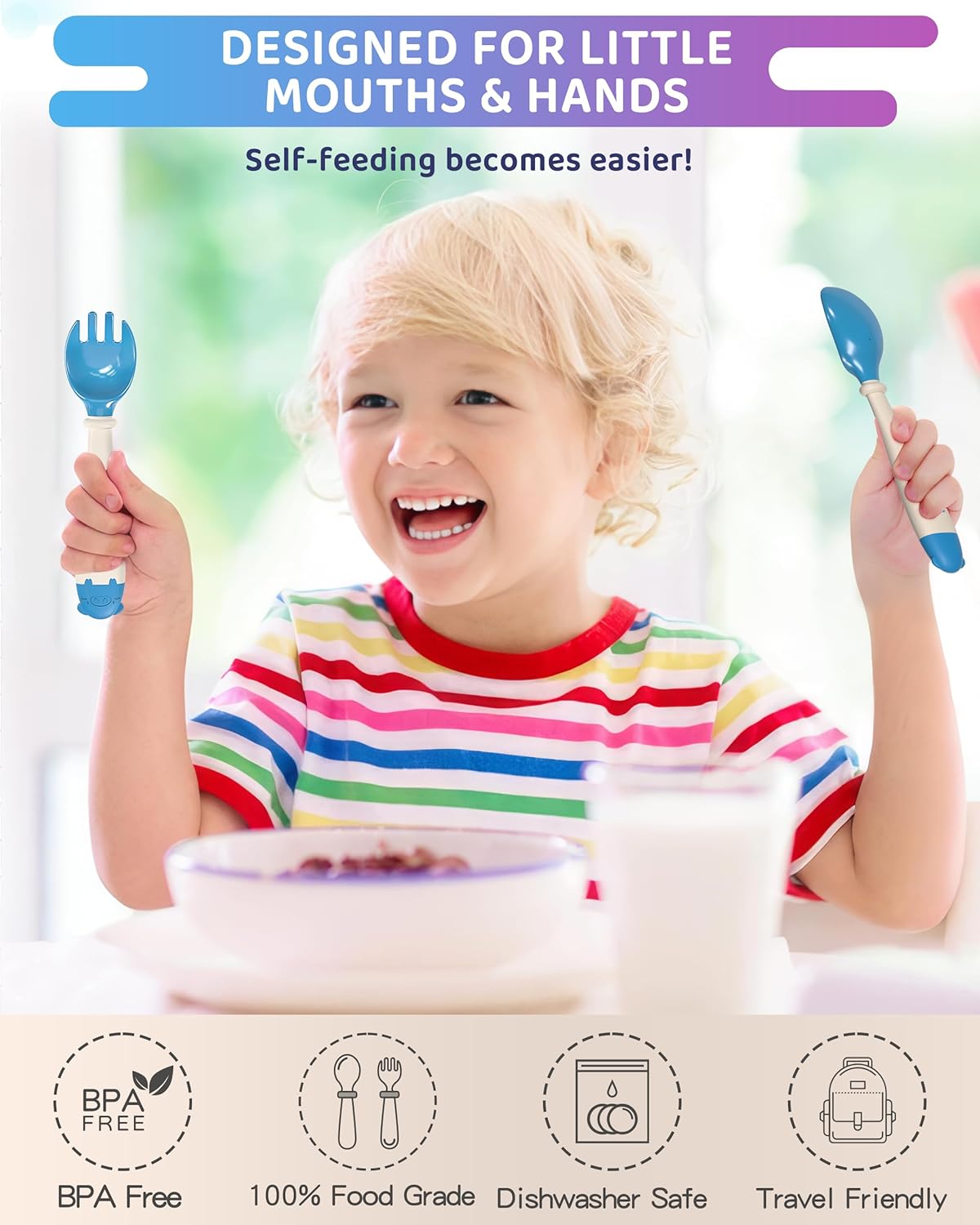 Deejoy Toddler Utensils Set for Self-Feeding