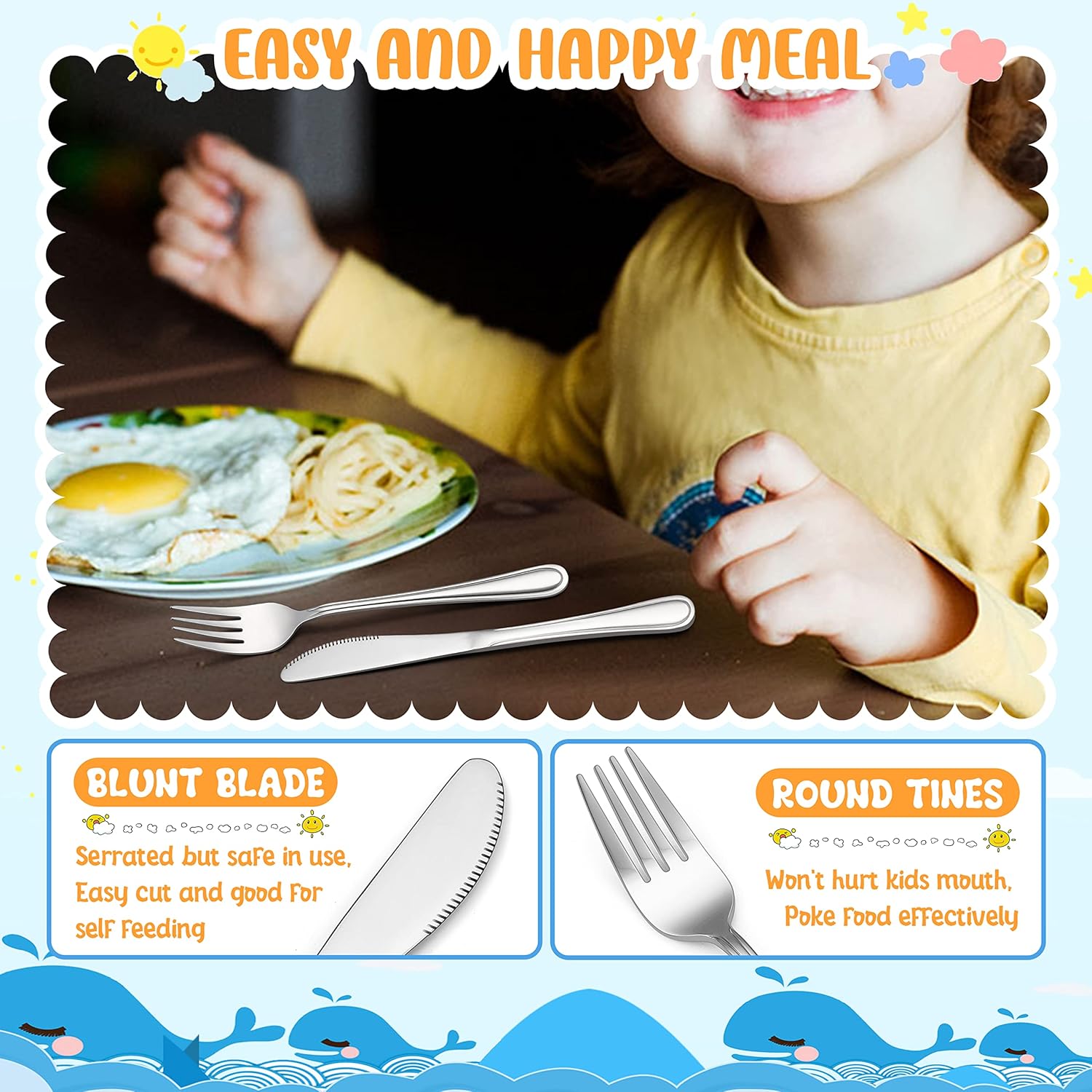 HaWare 12-Piece Kids Flatware Set for Toddlers