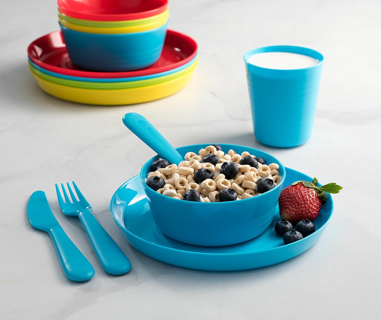 PLASKIDY Kids Dinnerware Set 24 Piece BPA Free