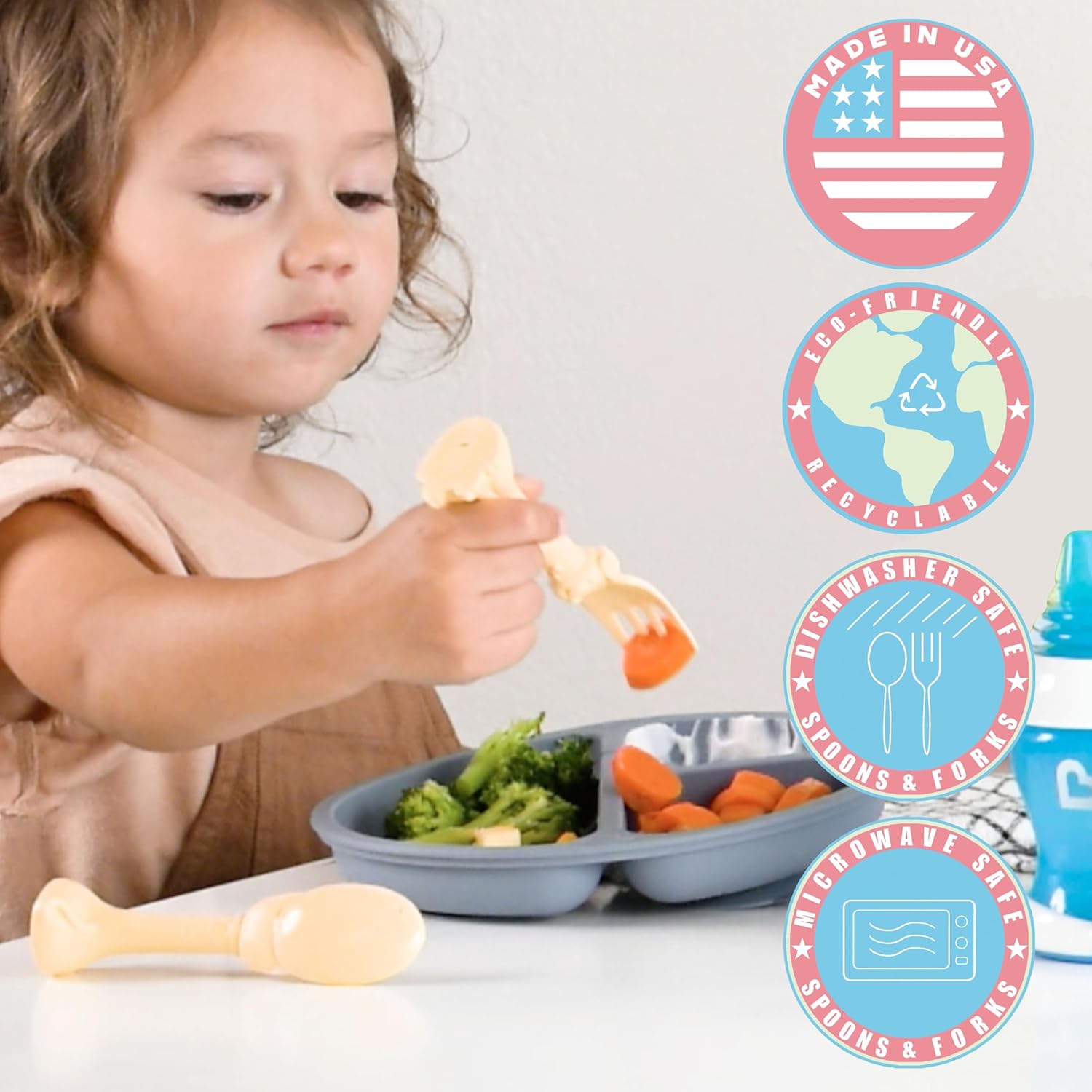 Spoon La La Toddler Utensils Set 3D Design Self-Standing for Kids