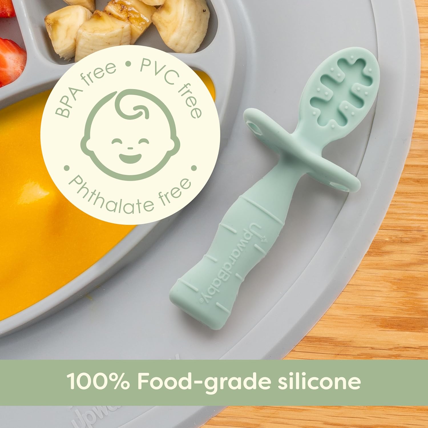 UpwardBaby - Safe Style 3-Pack Silicone Baby Feeding Spoons With Anti-Choke