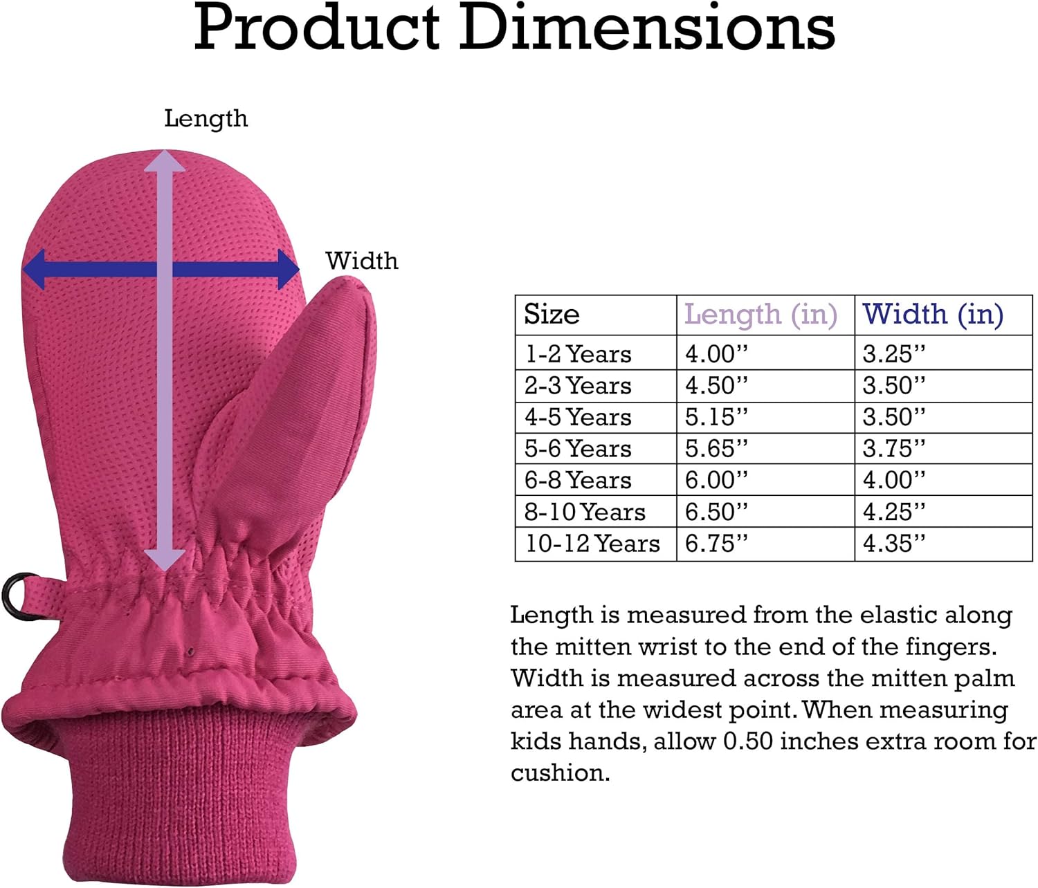 NIce Caps Kids Waterproof Snow Mittens Warm Snow-Proof for Winter