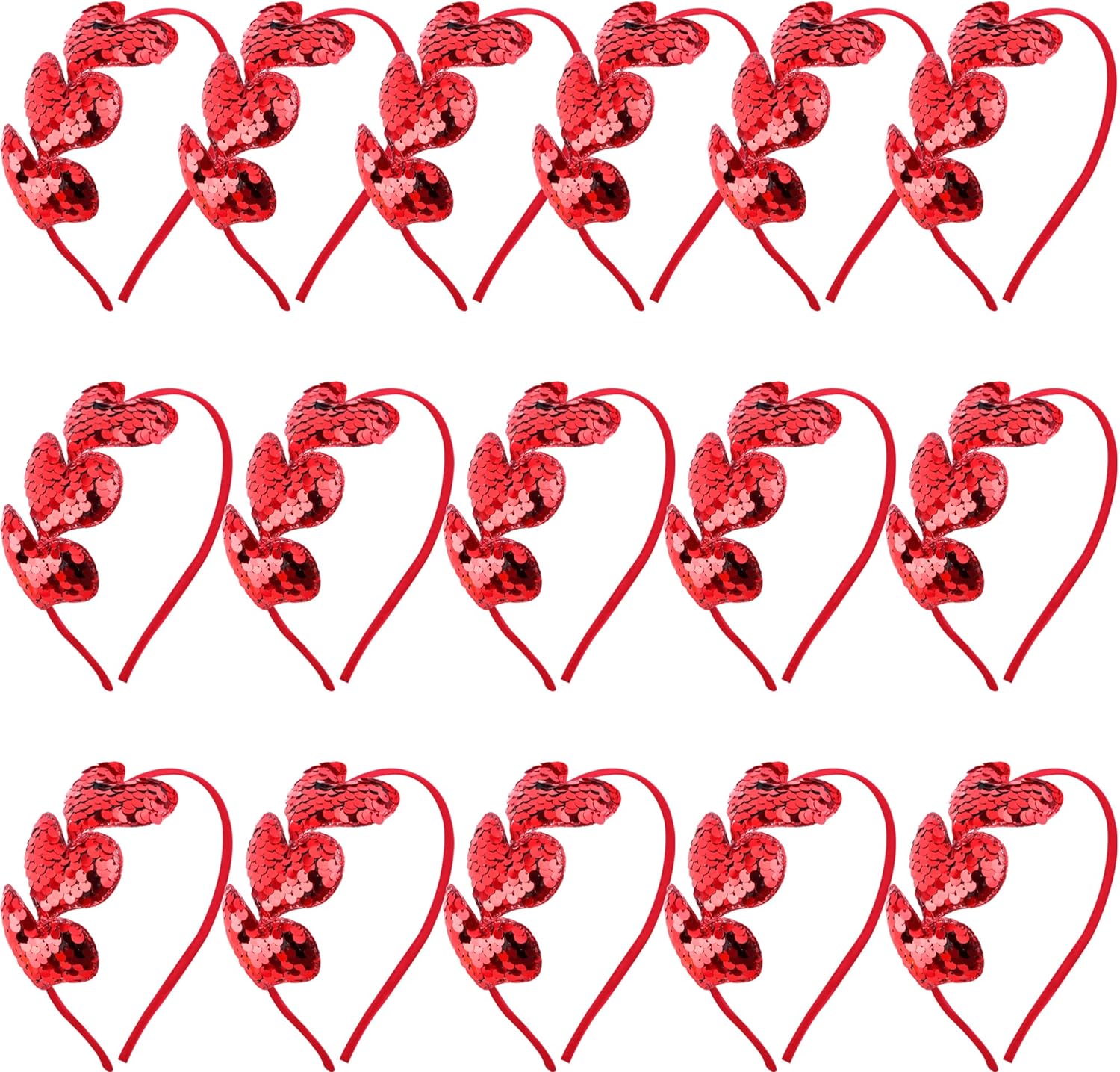 16 Heart Sequin Headbands Valentines Day Party Supplies