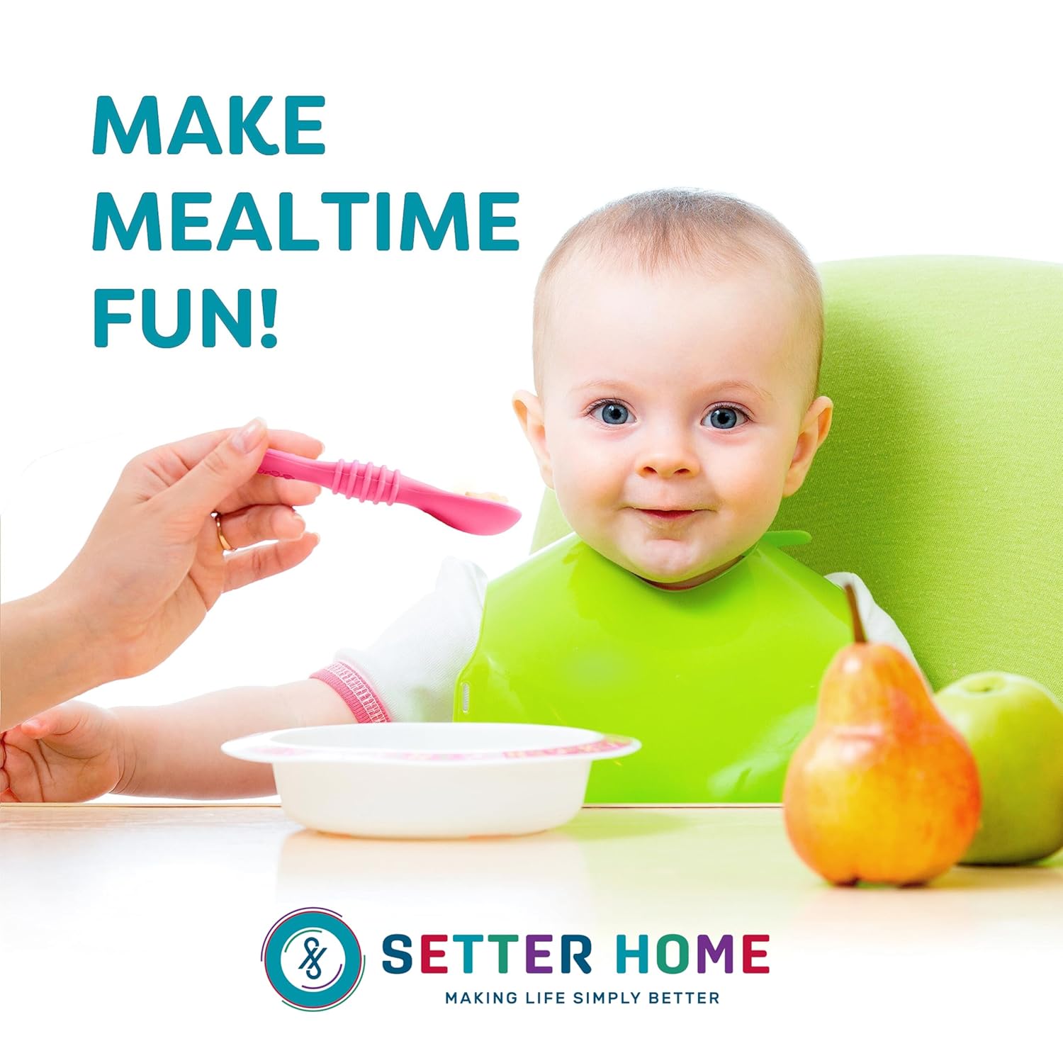 Sturdy soft BPA-free silicone baby spoons Self-feeding 6-12 months