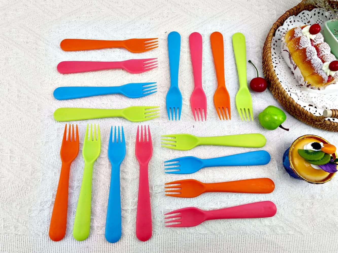Jawbush 16-Piece Plastic Kids Forks BPA-Free