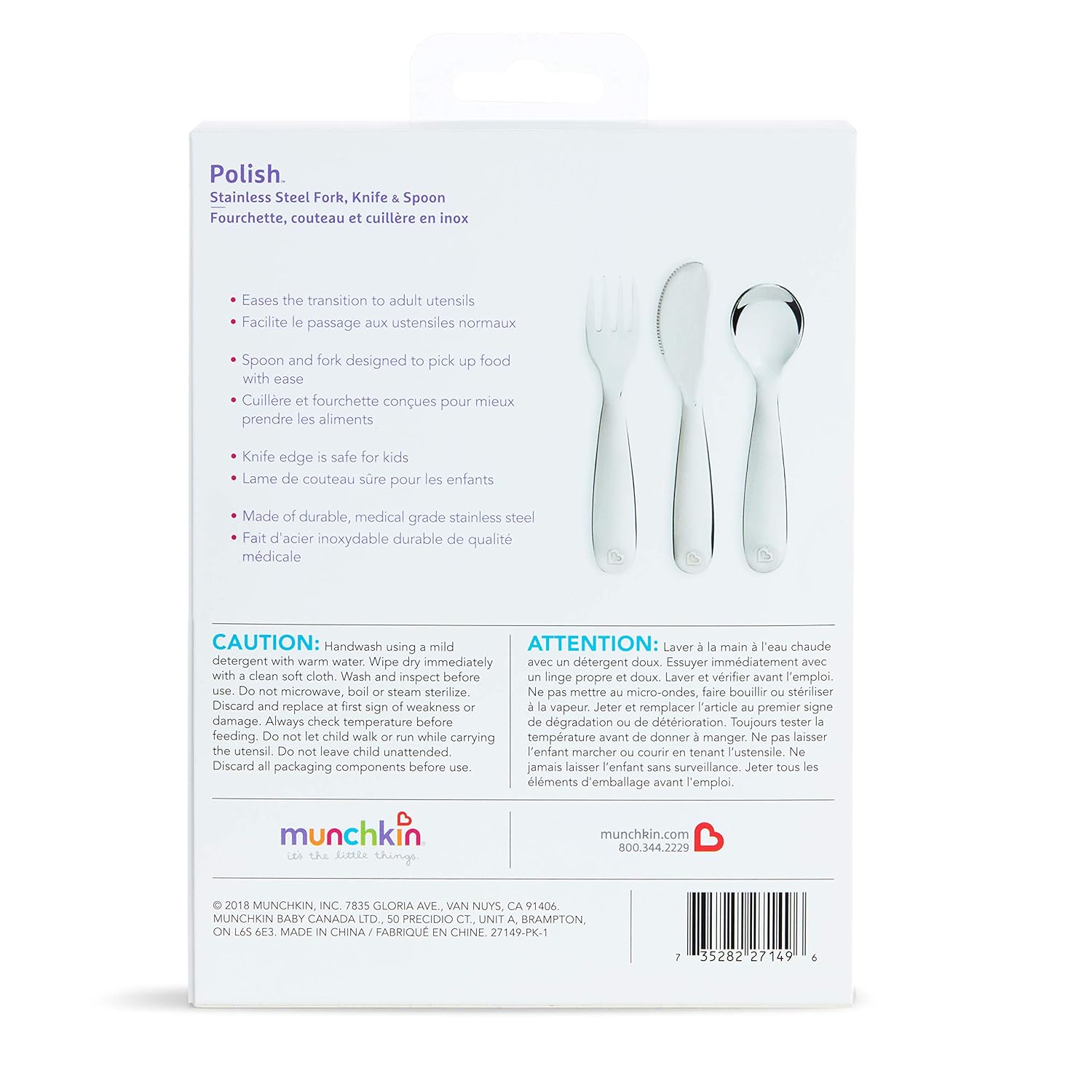 Munchkin Polish Toddler Utensils Set 3 Piece