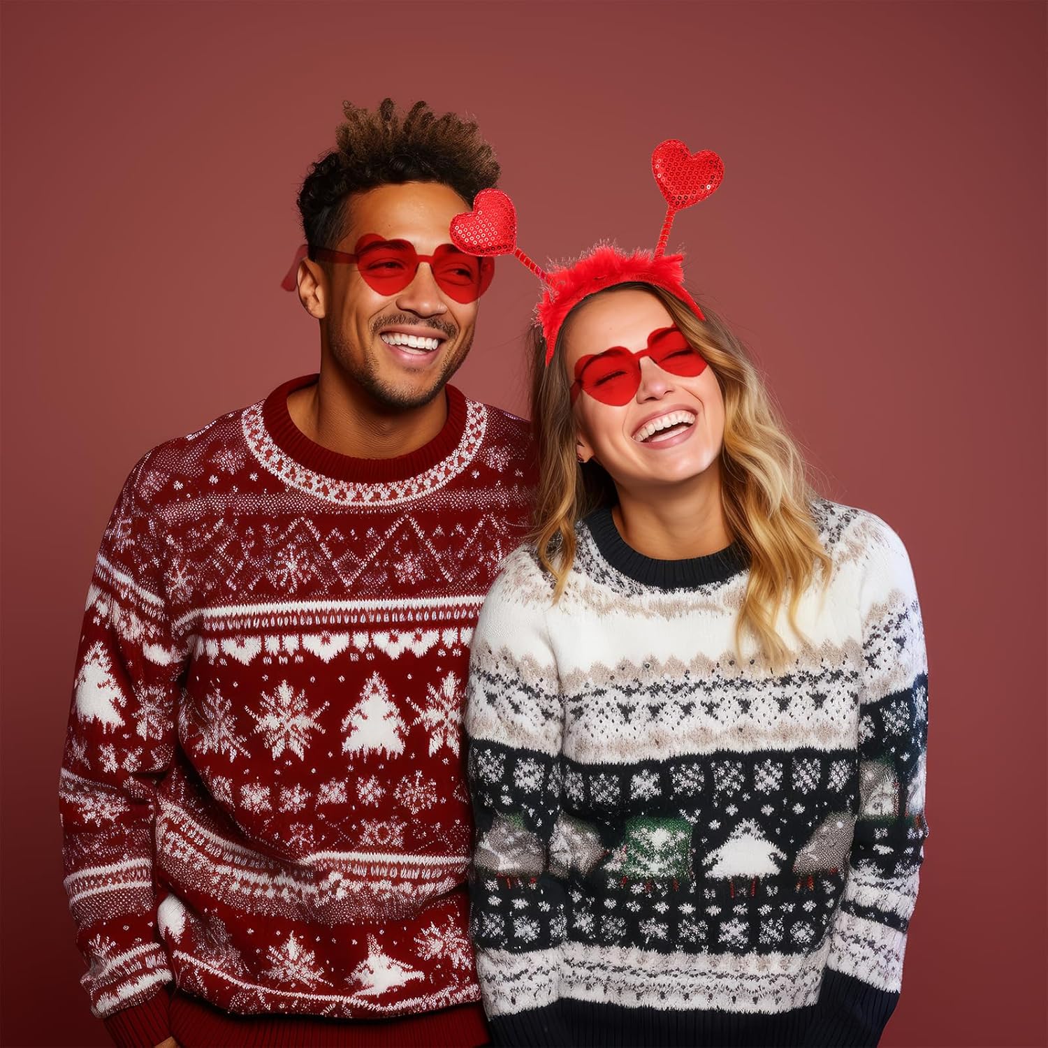 ROMANTIC HEADBAND AND HEART-SHAPED GLASSES SET