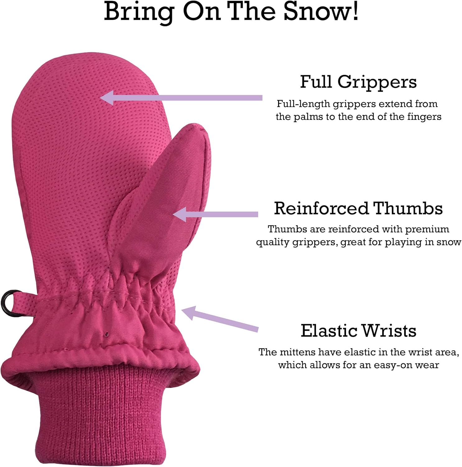 NIce Caps Kids Waterproof Snow Mittens Warm Snow-Proof for Winter