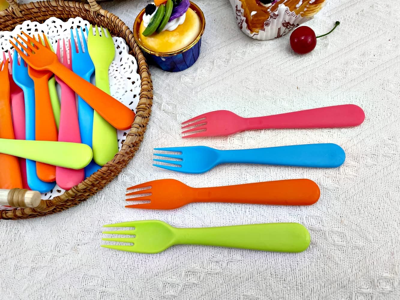 Jawbush 16-Piece Plastic Kids Forks BPA-Free