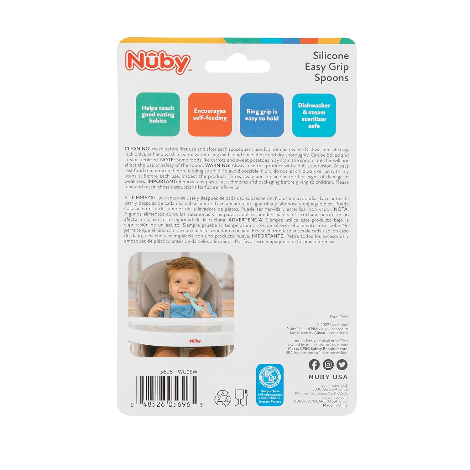 Nuby Silicone Easy Grip Spoons 2-Pack Fun for Baby Parent