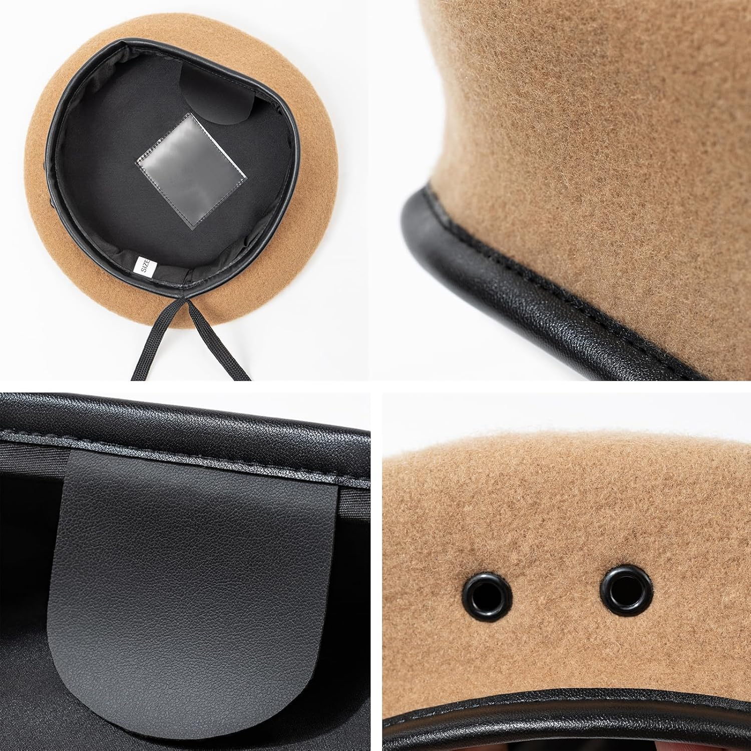 Gajaous British Military Beret Adjustable Leather sweatband for Men Women