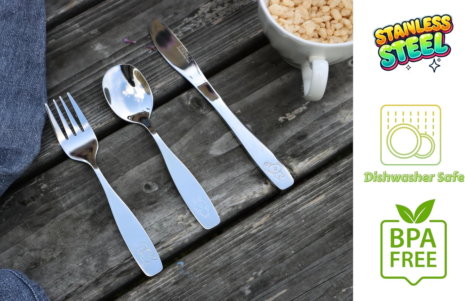 Exzact Childrens Flatware Kids Set 6-Piece