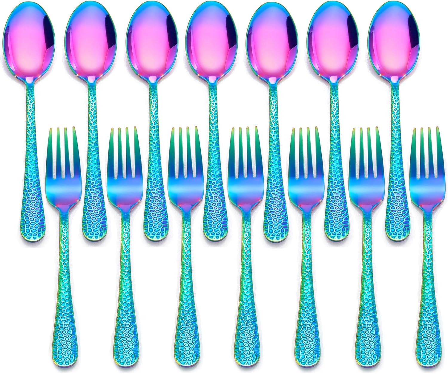 Perfect for Little Ones 14-Piece Rainbow Silverware Set for Toddlers