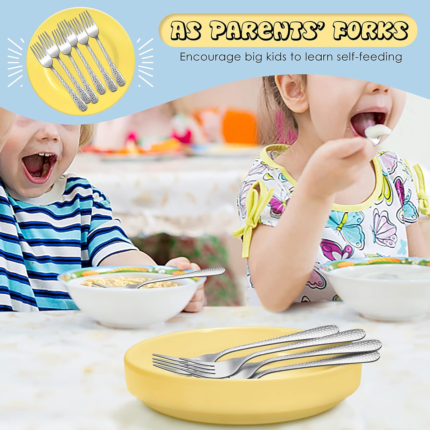 E-far Stainless Steel Kids Forks 6-Piece Set