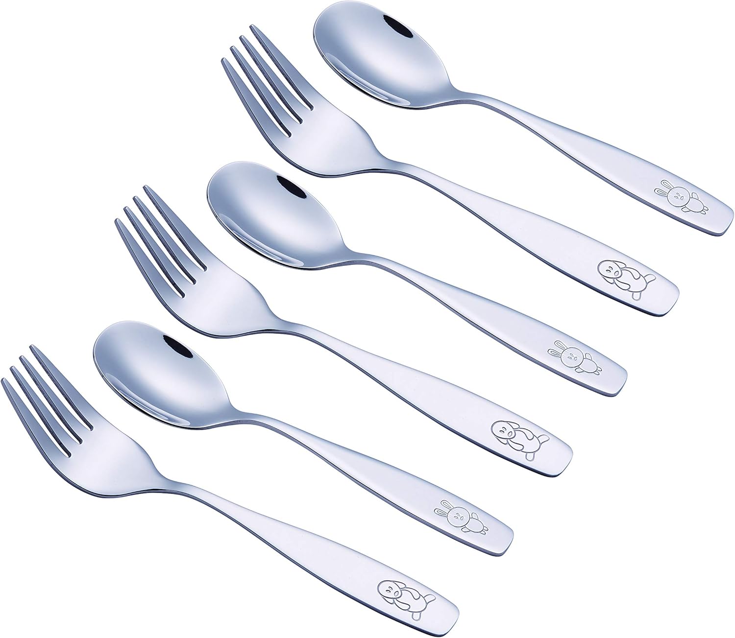 Exzact 6 Piece Kids Flatware Set - Forks and Spoons