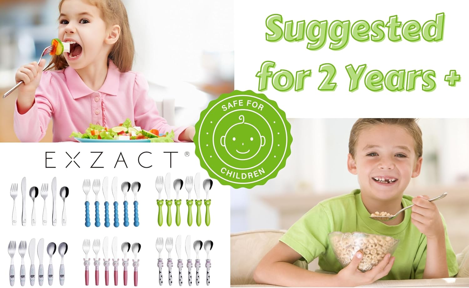 Exzact Kids Flatware Set - Stainless Steel Dinosaurs Forces - 6-Piece Family Set