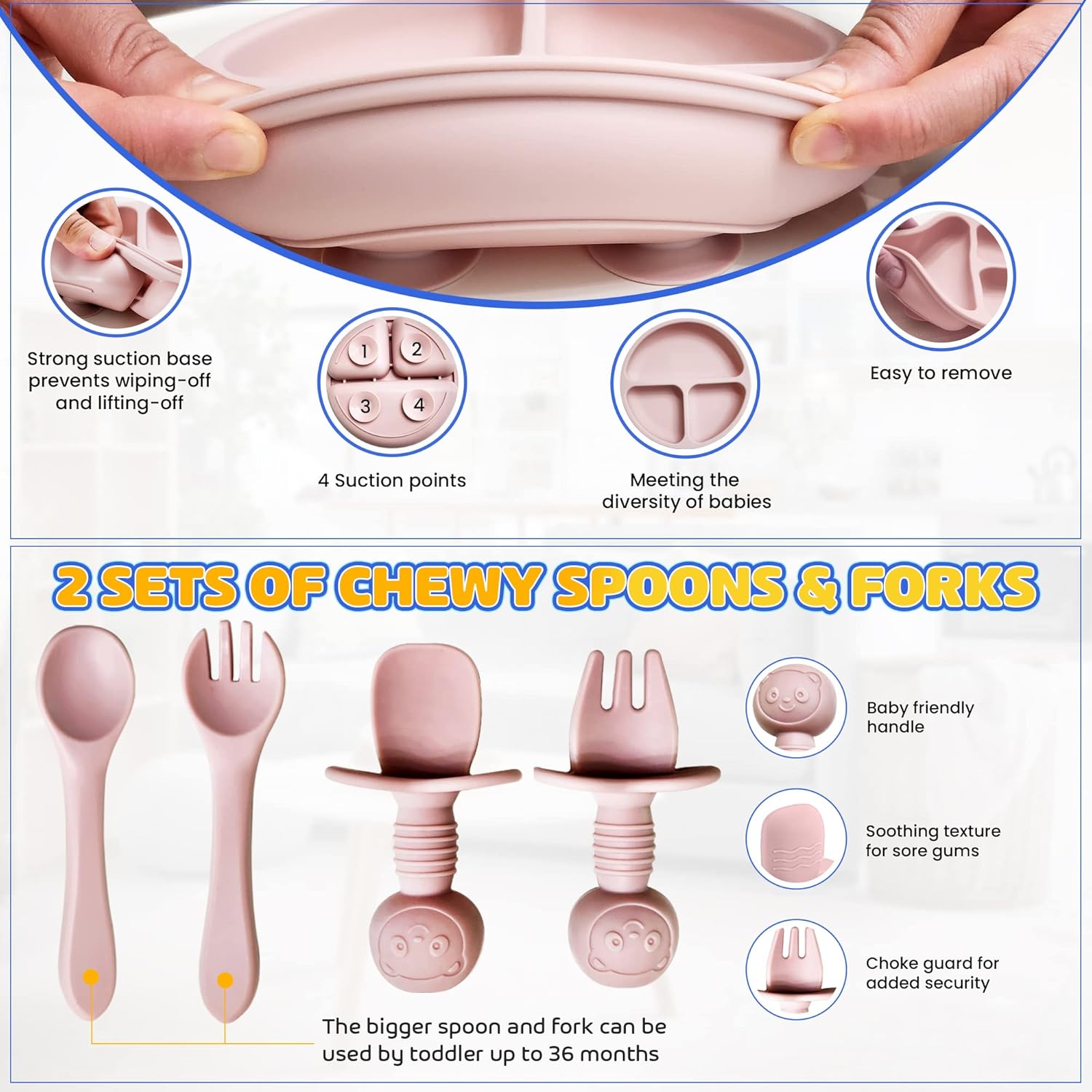 HippoBaby - Mealtime Made Manageable 10-Piece silicone feeding set for Baby Toddler