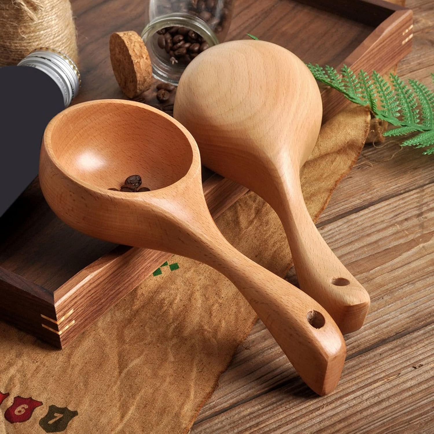 NPQPNAFC Short Handle Wooden Spoon for Bath Sauna