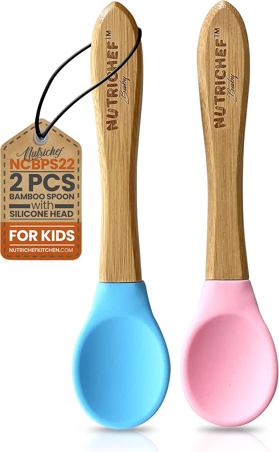 Eco-Friendly 2-Piece Wooden Silicone Baby Spoon Set