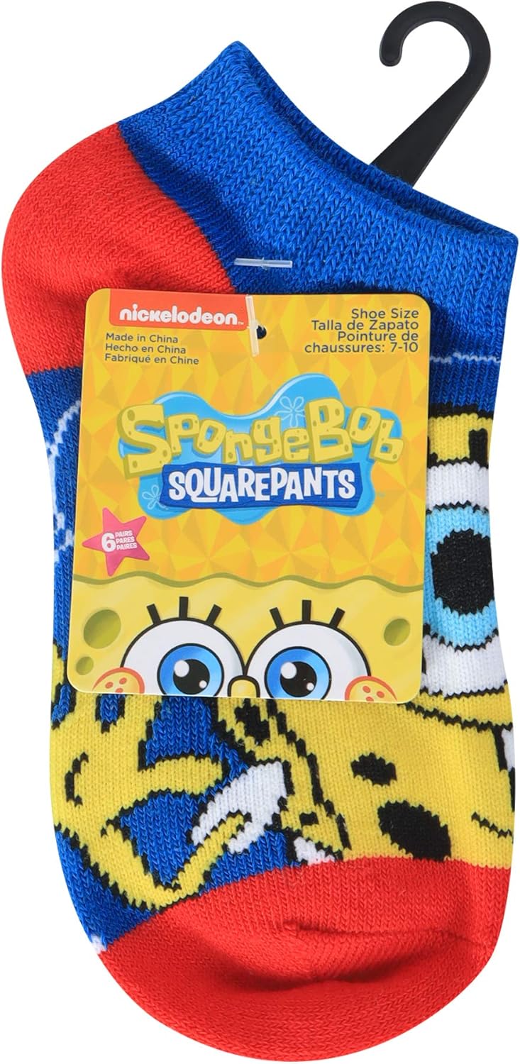 Nickelodeon SpongeBob SquarePants Boys No-Show Socks Fun Fitting Pairs