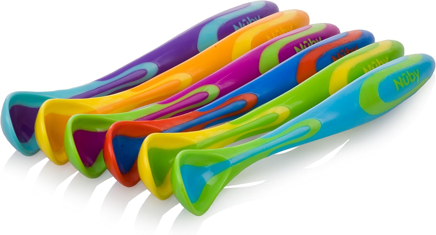 Nuby 6 Piece Fun Feeding Spoons - Safe Durable and Fun for Babies