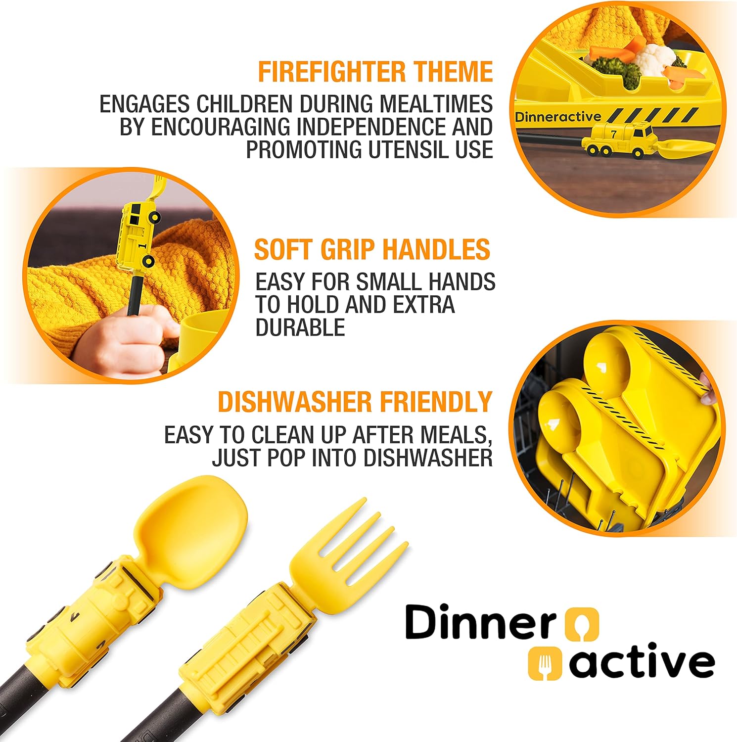 Dinneractive Kids Firefighter Fork Spoon Set Baking up Excitement for Meals