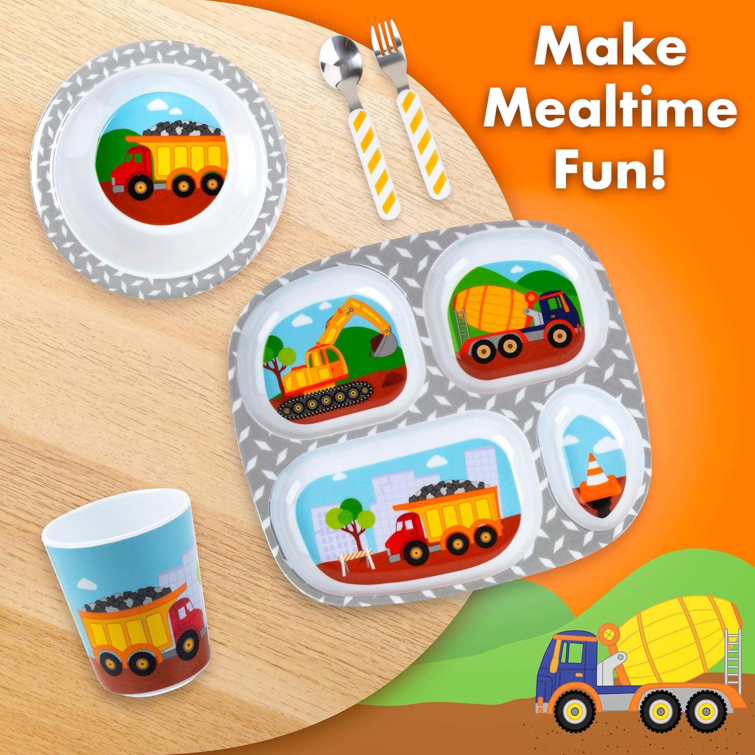 Bentology Construction Theme Self-Feeding Set for Kids