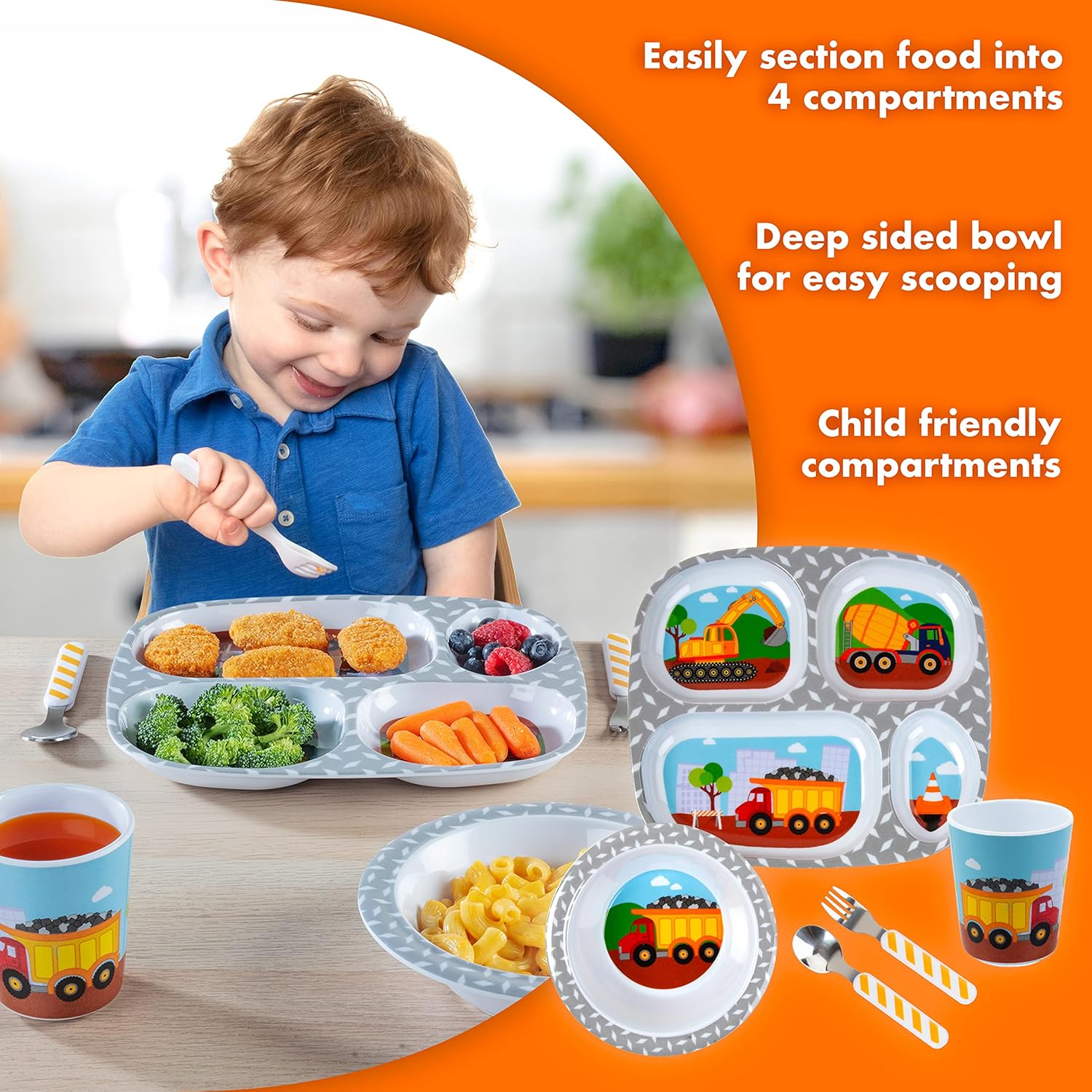 Bentology Construction Theme Self-Feeding Set for Kids