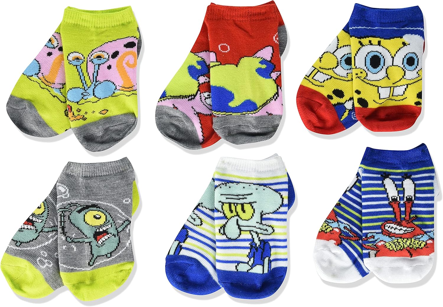 Nickelodeon SpongeBob SquarePants Boys No-Show Socks Fun Fitting Pairs