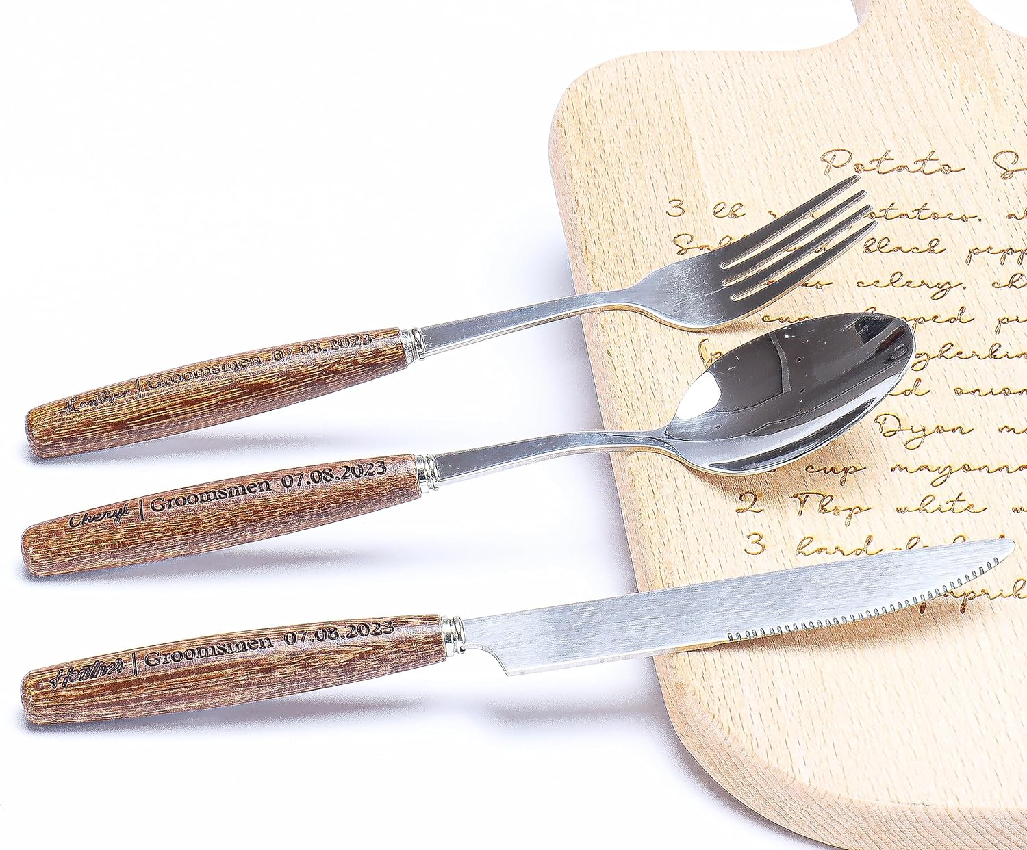 Personalized Stainless Steel Cutlery Set with Case and Engraved Handle
